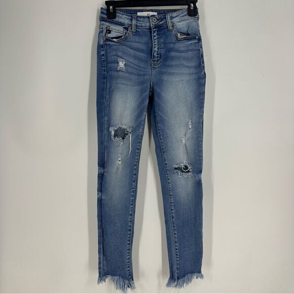 KANCAN Women’s Ripped Destroyed Frayed Hem Denim Jeans Sz 25 - Picture 4 of 12